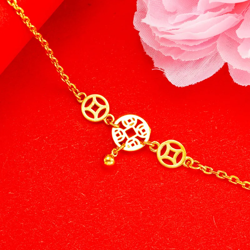 24K Gold Plated Anklet Bracelet for Women Girls Ethnic Coin Charm Anklet Friends Lovers Couples Family Gold Anklet Jewelry Gift