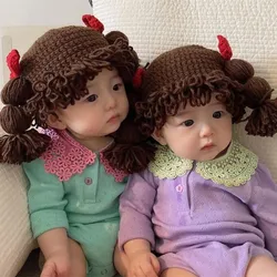 Cute Baby Kids Girls Hat Hair Pigtail Wig Cap Autumn Winter Knitted Children Infant Hats and Caps Accessories Photography Props