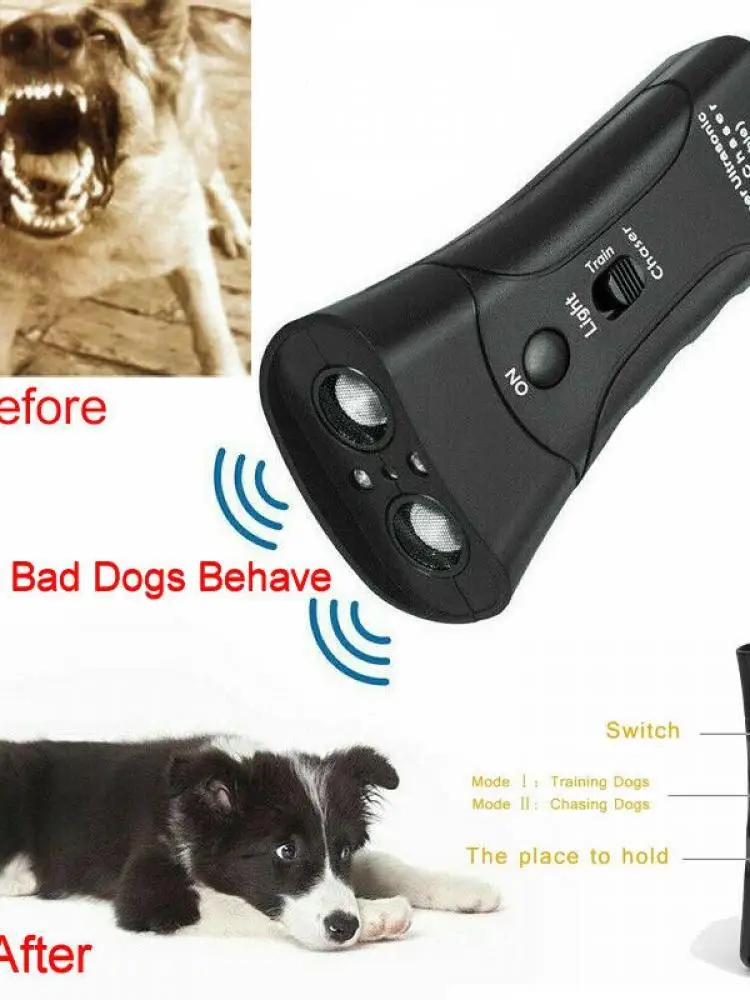 Pet  Anti Dog Barking Pet LED Light  Trainer Ultrasonic Gentle Chase Training Double Head Trumpet