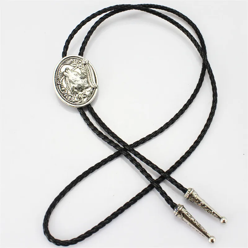 New American Western คาวบอยหมาป่าหัว Bolo Tie Tie ฤดูร้อนเสื้อ Bolo Tie คลิป