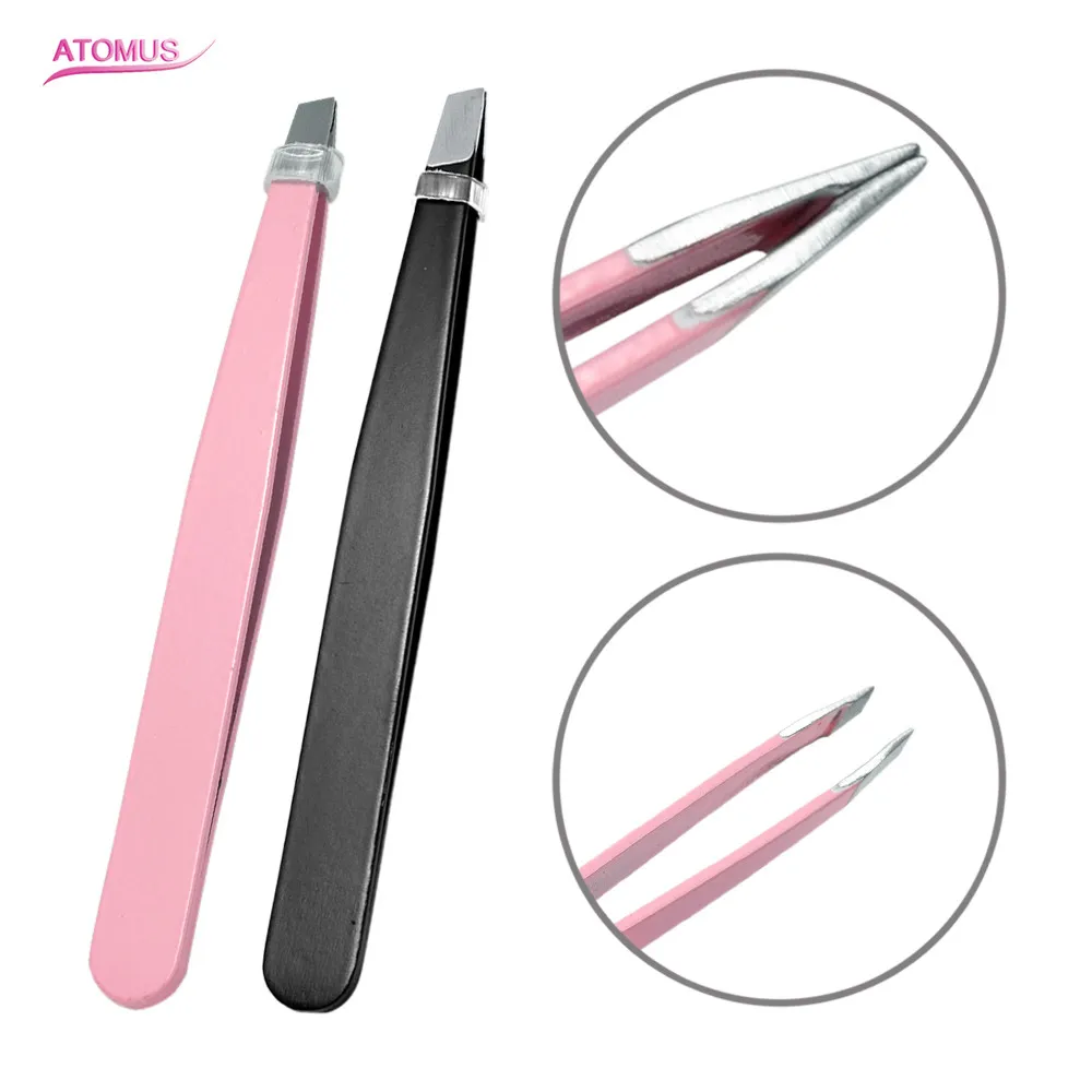 2Pcs Pincet Eyelash Eyebrow Tweezers Pinzas Precision Cejas Extension Make Up Tools Pince A Epiler Sourcil Stainless Steel