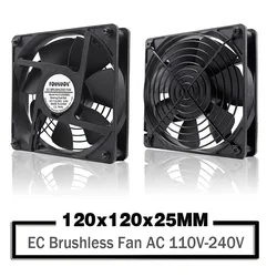 YOUNUON Dual Ball 120mm 12025 EC Bürstenlosen Fan AC 110V 115V 120V 220V 240V axial Fan 120x120x25mm Kommt mit Srews/Grill