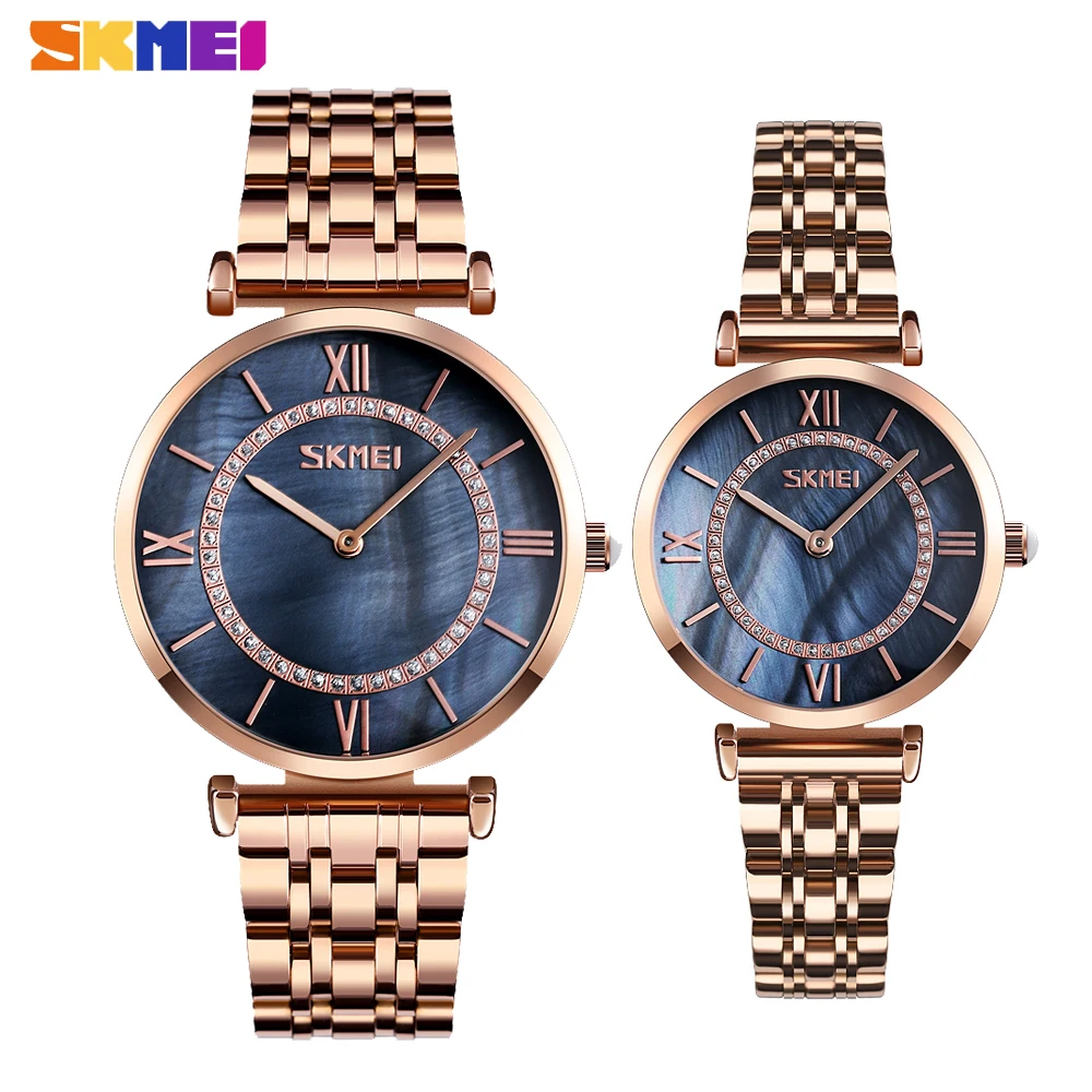 

SKMEI Luxury Lover's Women Men Quartz Watches Fashion Simple Waterproof Steel Strap Clock Couple Bracelet Wristwatch reloj mujer