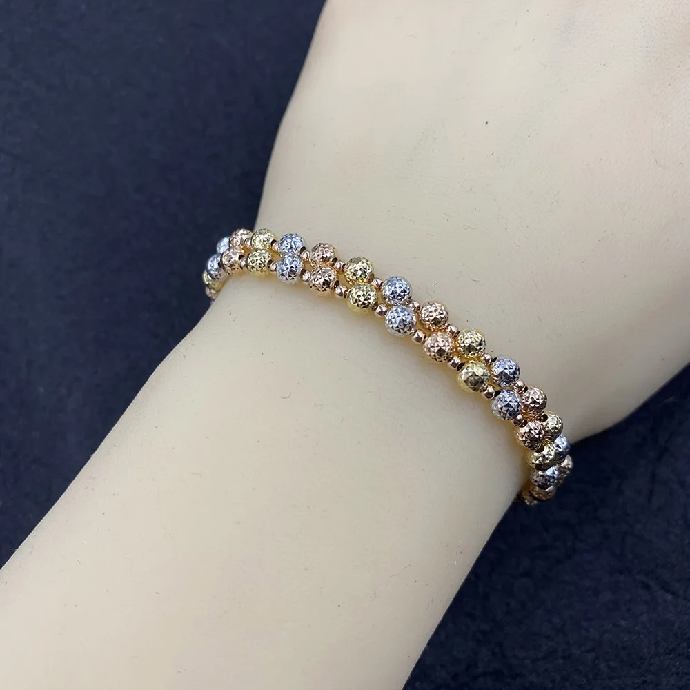Sinya 18K Gold Luster Shine ลูกปัด Au750สร้อยข้อมือแฟชั่นเครื่องประดับสไตล์ร้อนขายสุภาพสตรีแม่ Lover ของขวัญ