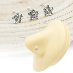 Hotsale 925 Sterling Silver Flower Shaped Nose Piericing Nose Stud Body Jewelry Piercing Nariz Aros Plata Ley Percing Nez