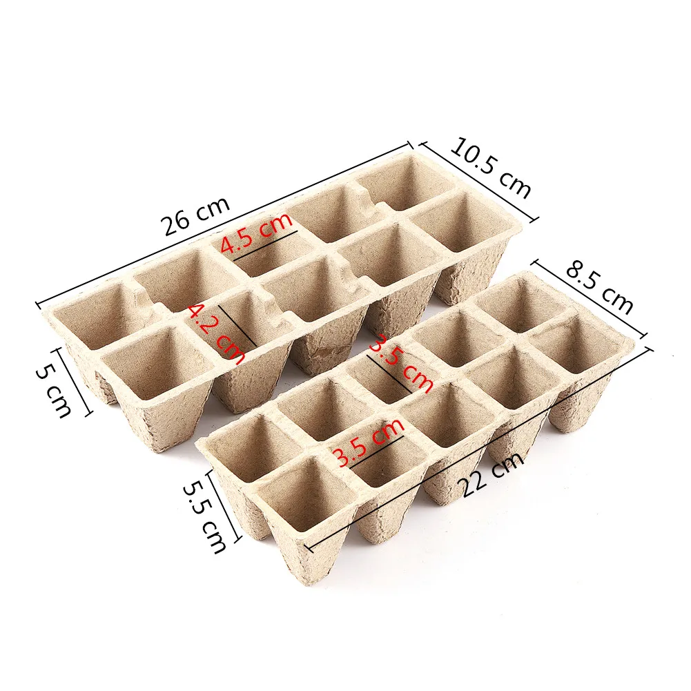 10Pcs 10-Hole Plant Seeding Pots Seedling Peat Pots Organic Eco-Friendly Nursery Pot Seed Starter Tray for Starting Flowers Herb