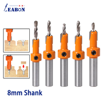 8mm Shank HSS Woodworking Countersink Router Bit Set Screw For Wood Milling Cutter Metal Alloy Counterbore Drill Bit Wrench