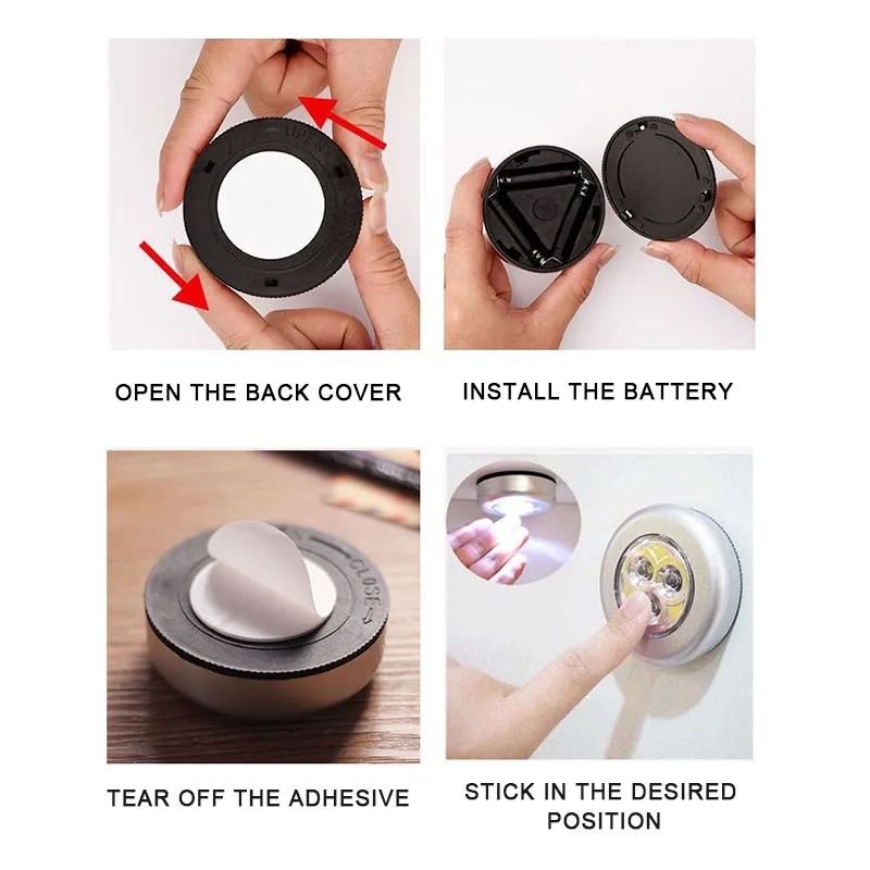 2 Touch Lamp Hand-Pressing Light Car Small Night Lamp Bedside Paste Wardrobe Reading Light