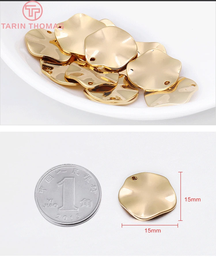 

（131)10PCS 15x15MM 24K Gold Color Plated Brass Wave Irregular Pendants Charms for DIY Jewelry Making Findings Accessories