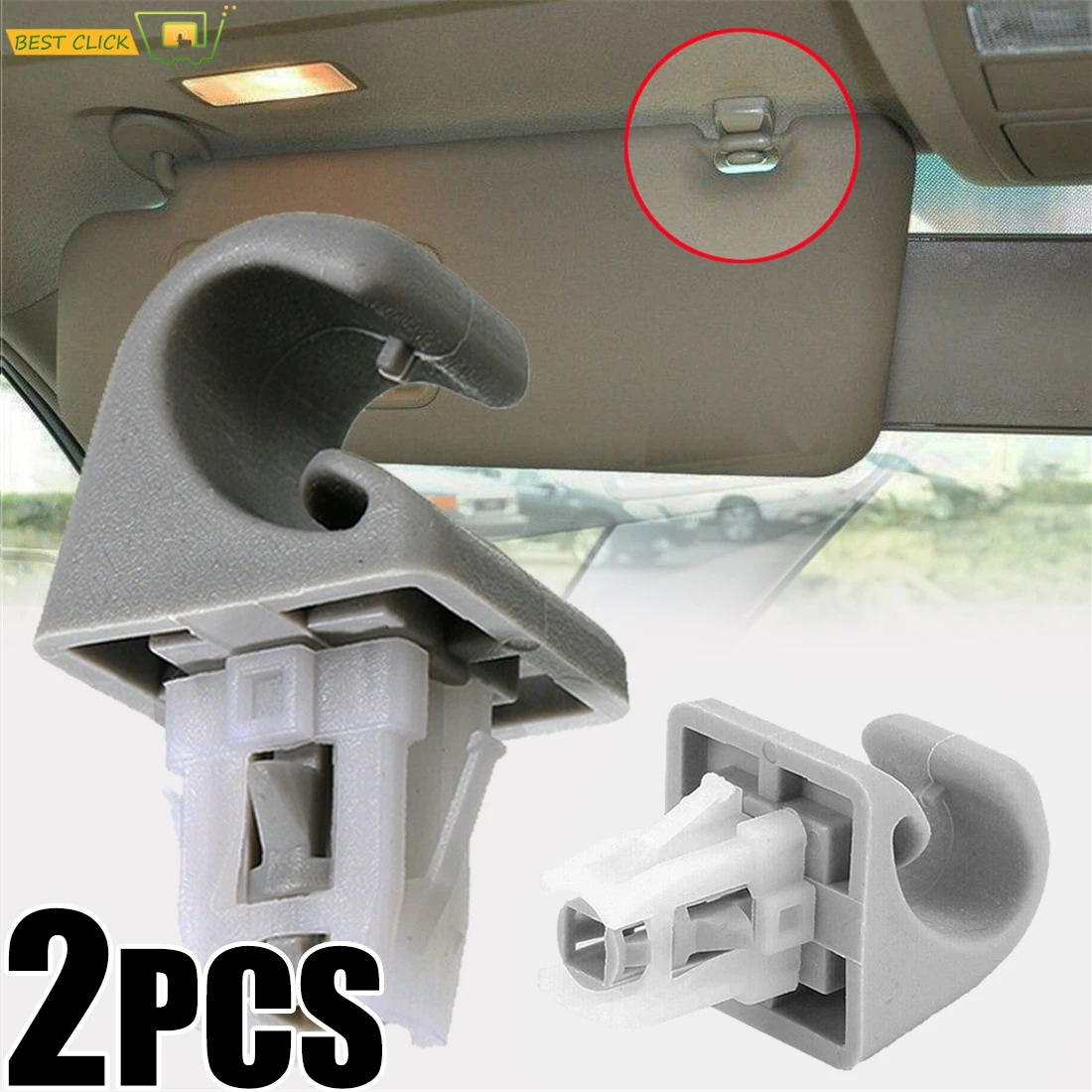 2Pcs Gray Sun Visor Hook Holder Clip Bracket Hanger For Toyota Camry Corolla Highlander RAV4 Prius car replacement Accessories