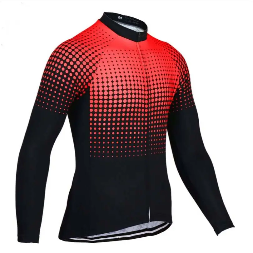 Long Sleeve Cycling Jersey MTB Jacket Bicycle T-Shirt Wear Road Motocross Sweat Proof Race Fashion Dress Shirt Top Red Green