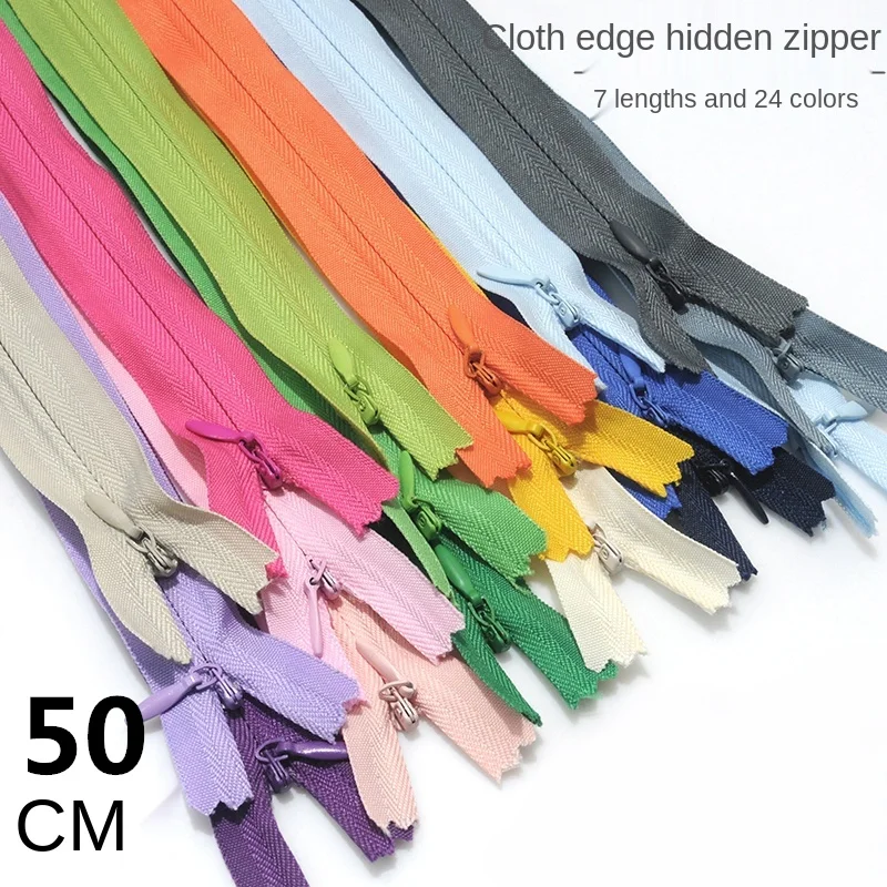 

Invisible Zippers for Sewing Dresses, Zipper Accessories, Hidden, Handmade, DIY Decoration, School Bag, 50cm Strip