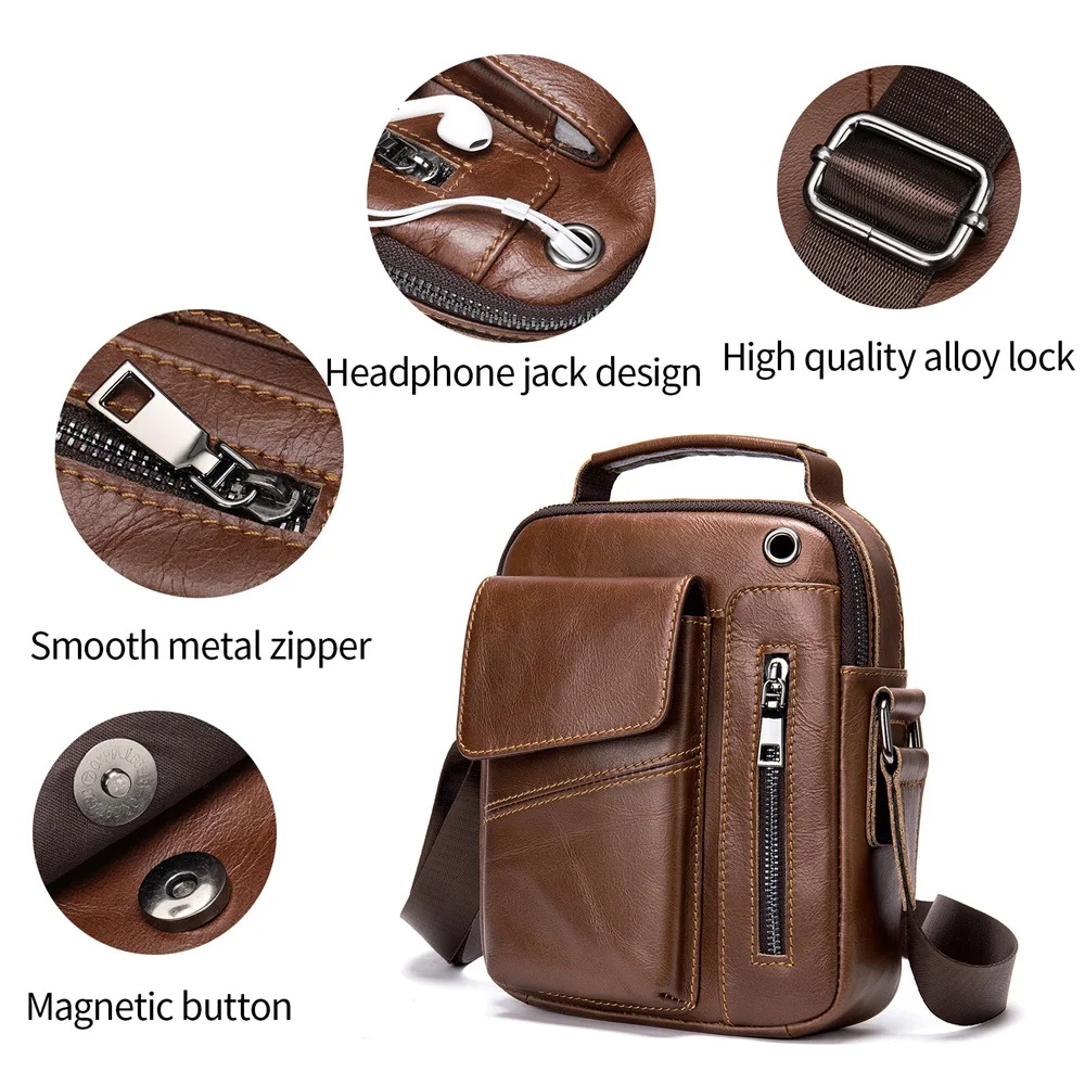 Imagem -04 - Westal Genuine Cow Leather Bolsa para Homens Zip Shoulder Bags Crossbody Bolsa do Mensageiro Man Handbags com Flap 7512