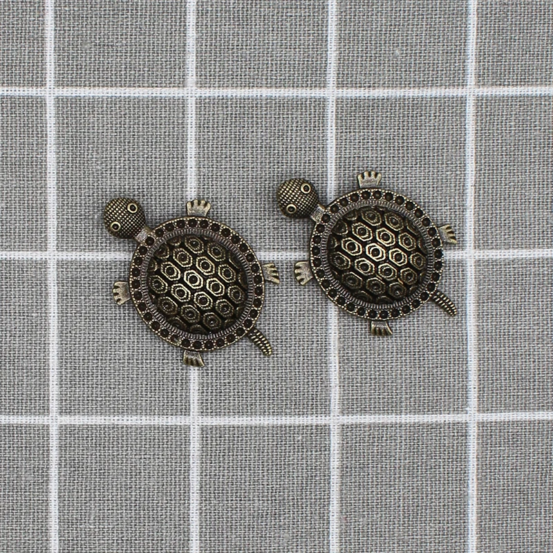 2pcs/lot 9*32*52mm Fashion Animal Antique Bronze Metal Alloy Longevity big Tortoise Charm Animals Charms Jewelry Pendant X1884