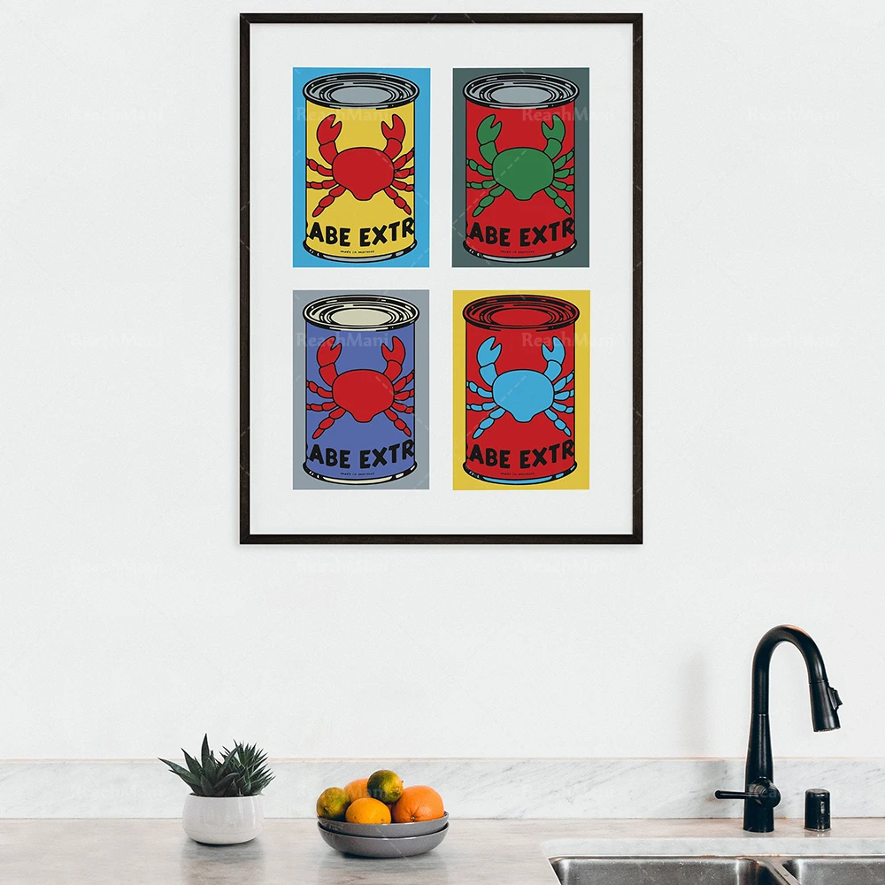 Crab Terding Ding Salute Poster-Ding Ding and Golden Claw Crab Decoration Wall Home Poster Gift