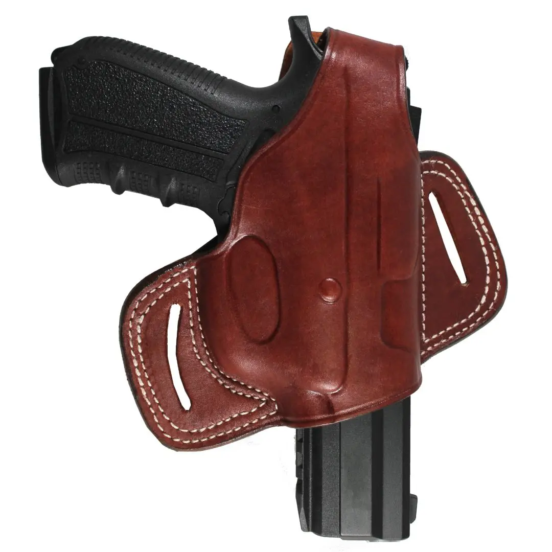 YT HOBBY S & W M & P Shield 9mm Real Leather OWB Carry Two Slot Pancake Thumb Break handmade Pistol Firearm Gun Holster Pouch