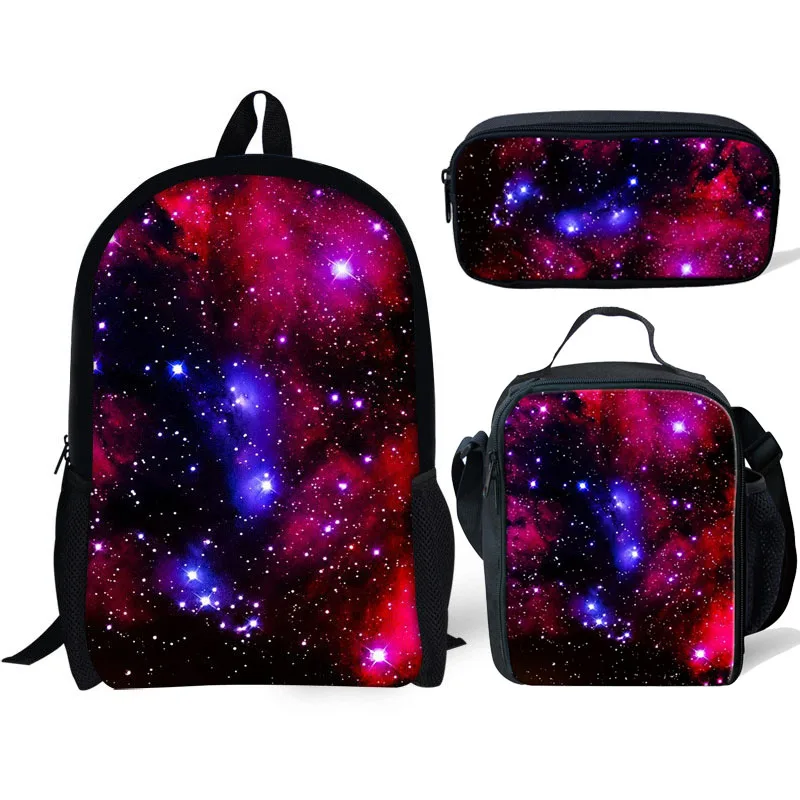 2025 galáxia impressão 3d saco de escola conjunto 3 pçs/set para adolescentes meninos meninas crianças mochila escolar céu estrelado mochila sacos de livro mochila