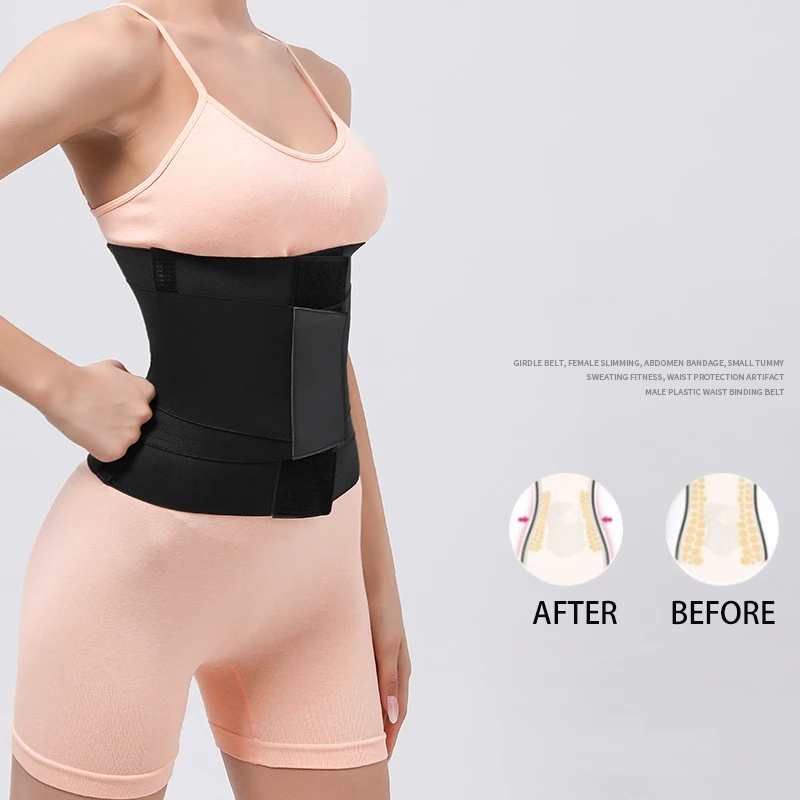 Black Adjustable Waist Trainer Belt Fitness Sport Waist Support Body Shaper Exercise Sweat Waistband Elastic Lumbar Corset Women