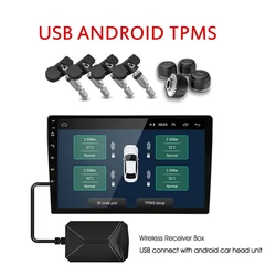 USB Android TPMS Car Tire Pressure Monitoring System Display Internal External Sensors For Car Radio Spare Tyre Pressure Alarm