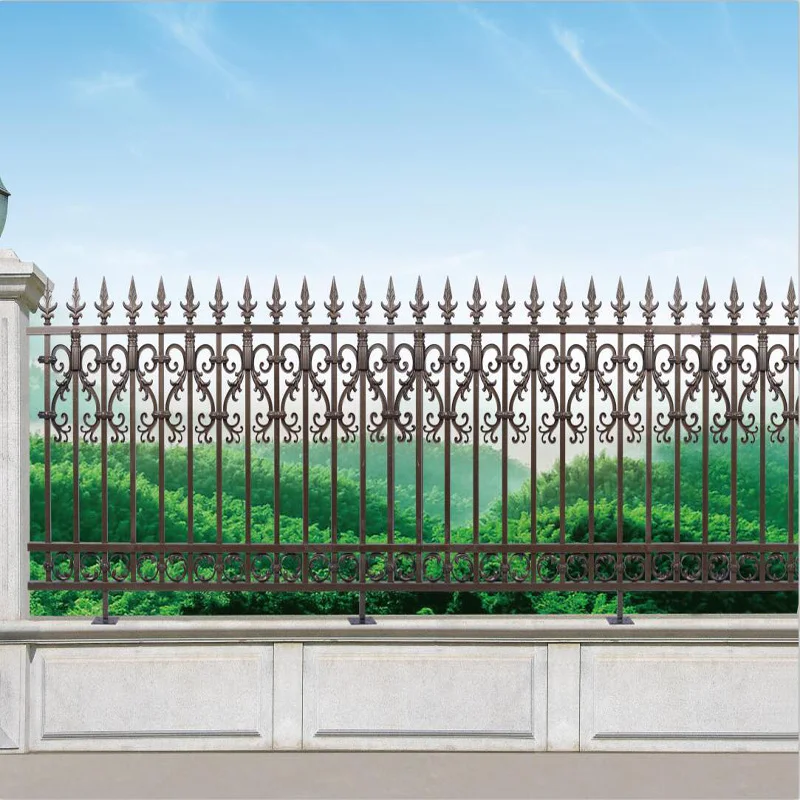 Black Residential and Commercial Ornamental Wrought Iron Metal Garden Fencing(Guangzhou Factory)