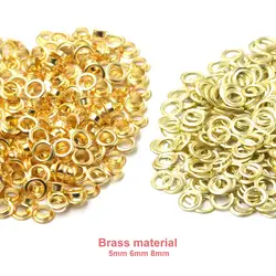 100sets Brass Material Gold 5mm 6mm 8mm Grommet Eyelet With Washer Fit Leather Craft Shoes Belt Cap Bag Diy Supplies Accessories