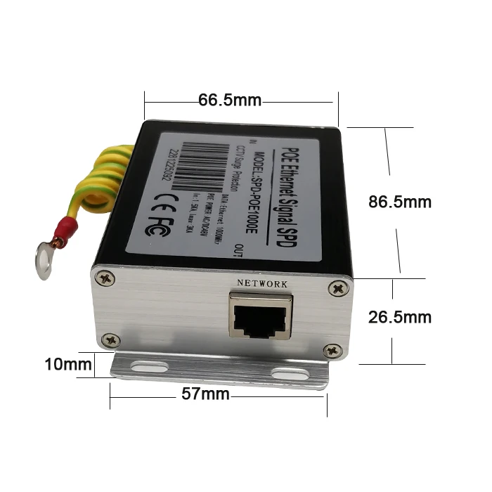 Protecteur de surtension PoE, 1 port, AC, DC, 48V, Gigabit, RJ45