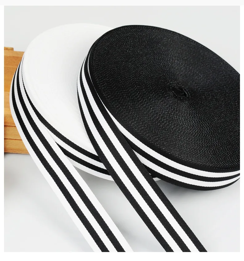 40mm Black White Wavy Stripe Grosgrain Ribbons Handmade Tape DIY Bowknot Satin Ribbon Garment Accessories  Backpack Strap Belt