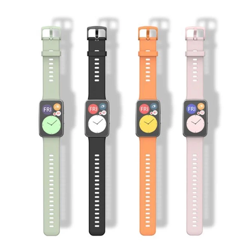 Correa de silicona suave para reloj Huawei, repuesto de pulsera colorida, deportiva