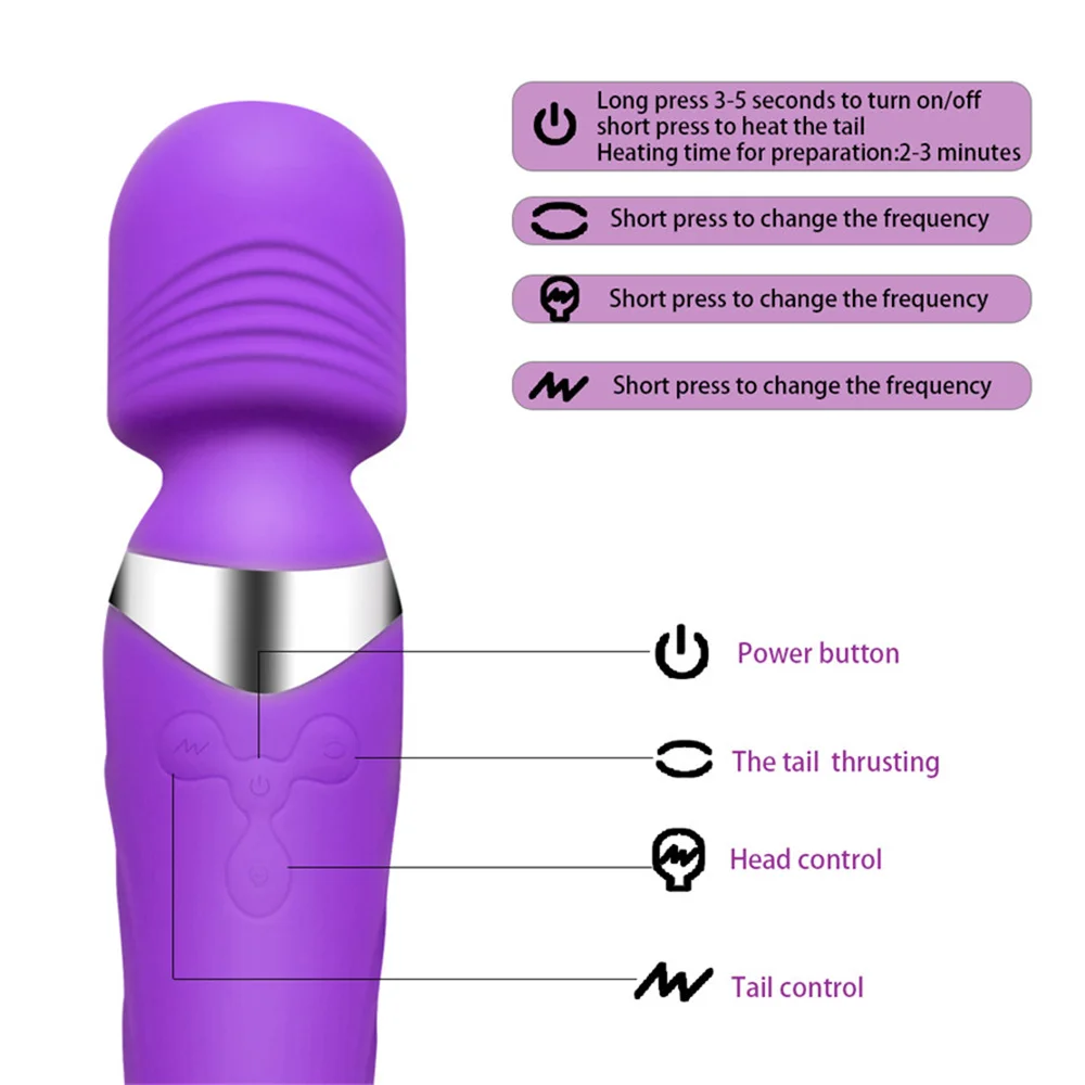 Heatable Stretch Dildos Vibrator For Woman G-Spot Sex Machine Rechargeable AV Magic Wand Massager Masturbator Adult Clit Sex Toy