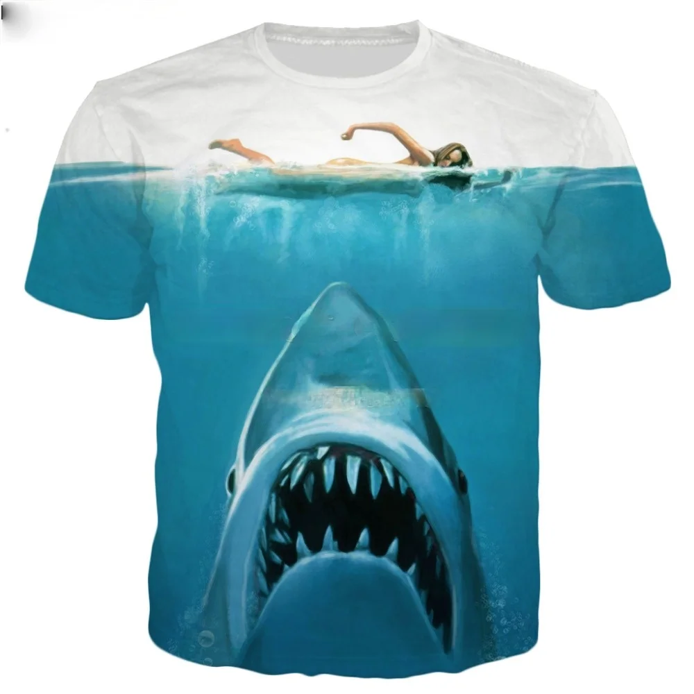 2021 Summer New Fashion Mens T-shirt Jaws And Beautiful Woman Patterns 3D Print Men Women Casual Cool T Shirt