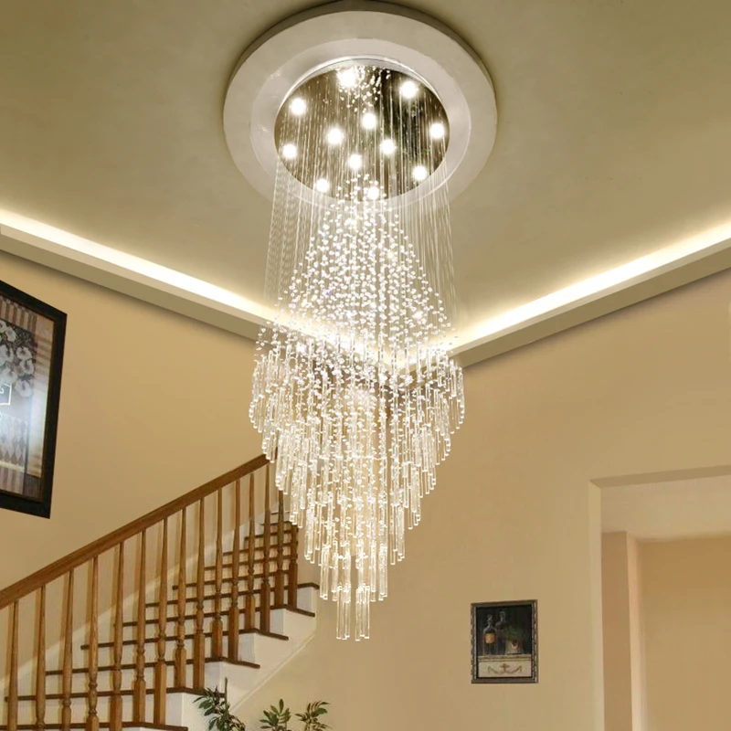 Stairs Chandeliers Modern Crystal Chandelier Lighting Interior Lamps Luxury Villa Light Loft Light Home Decoration Lamp