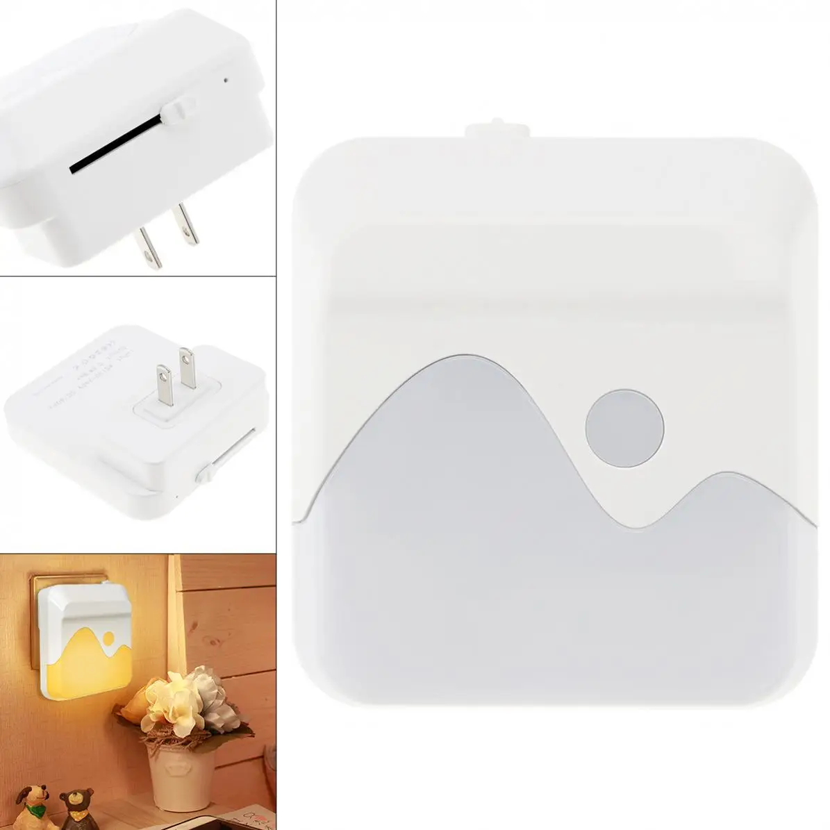 

1635 Plug-in Dimmable LED Night Light with Smart Sensor Dusk to Dawn Wall Light for Bedroom Bathroom Stairs Kitchen Hallway