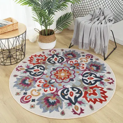 Amerikanischer Garten Blume Runde Teppich, Schlafzimmer, Wohnzimmer, Sofa, Anti-Rutsch-Matte