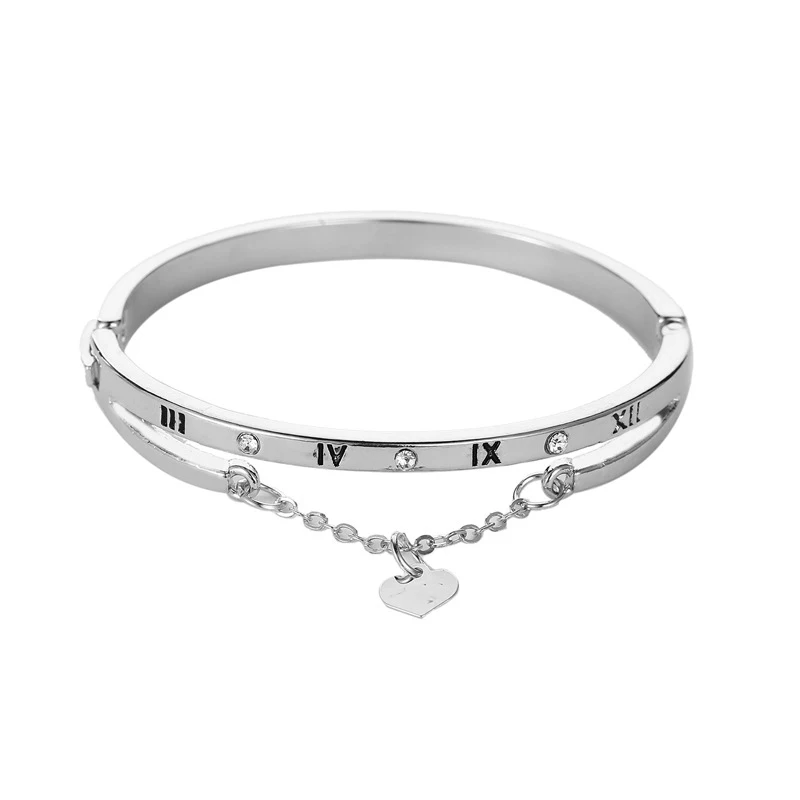 SUMENG 2024 New Luxury Jewelry Stainless Steel Bracelets & Bangles Female Heart Forever Love Charm Bracelet For Women Gifts