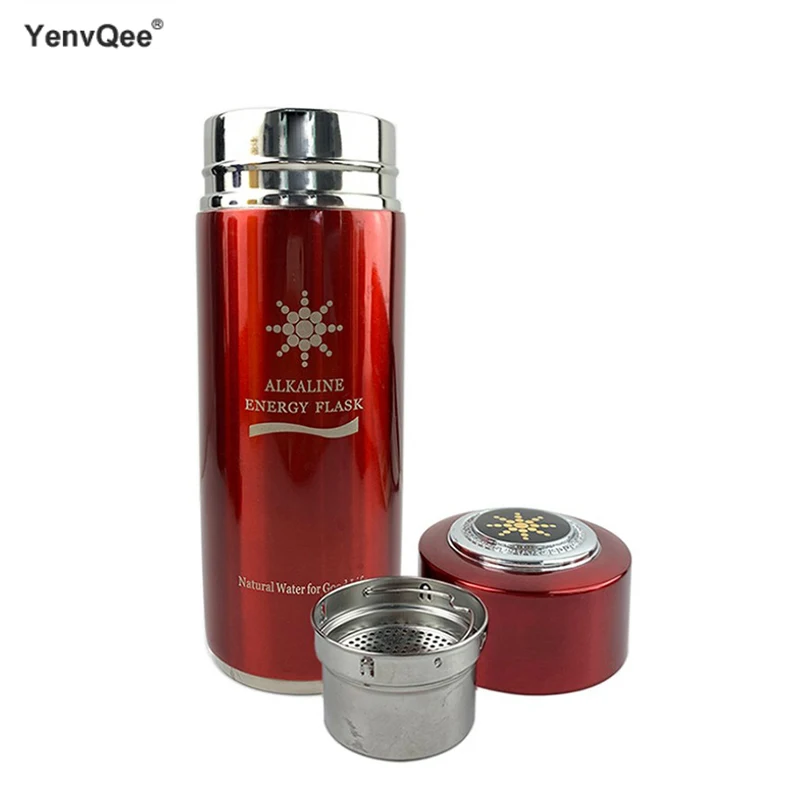 YenvQee 380ML Stainless Steel Protable Quantum Alkaline Water Bottle Flask Bottle Electrolytic Energy Cup