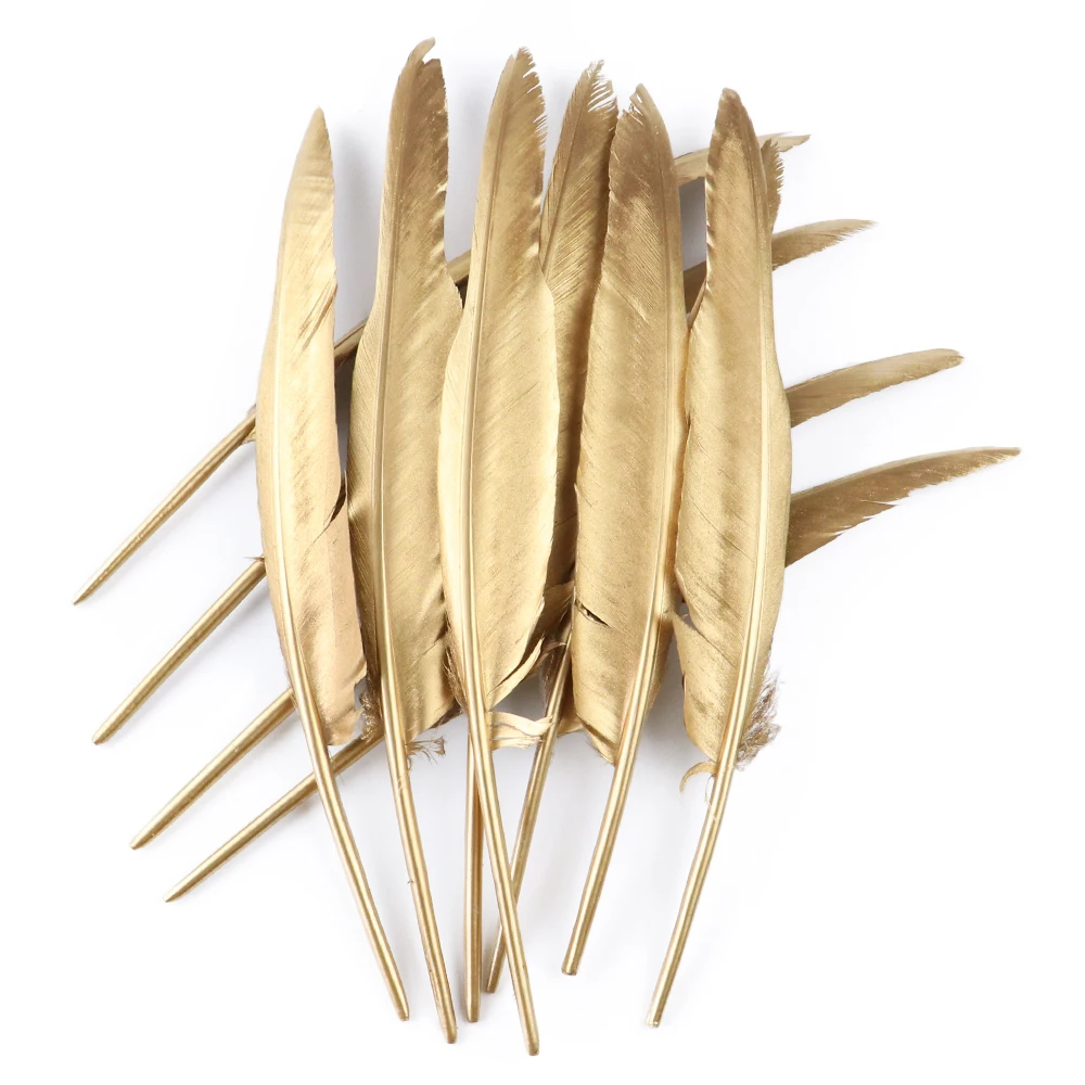 Wholesale 10-500 Gold Goose Rooster Feathers for Crafts Wedding Party Home Decoration Jewelry Making Plumes Diy Supplies