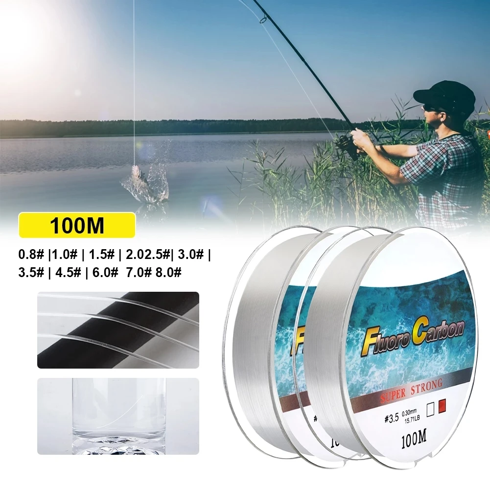 Vissen Cord 100M 4-34LB Carbon Coating Fly Vislijn Anti-Bite Slijtvast Fluorocarbon Karpervissen Line pesca