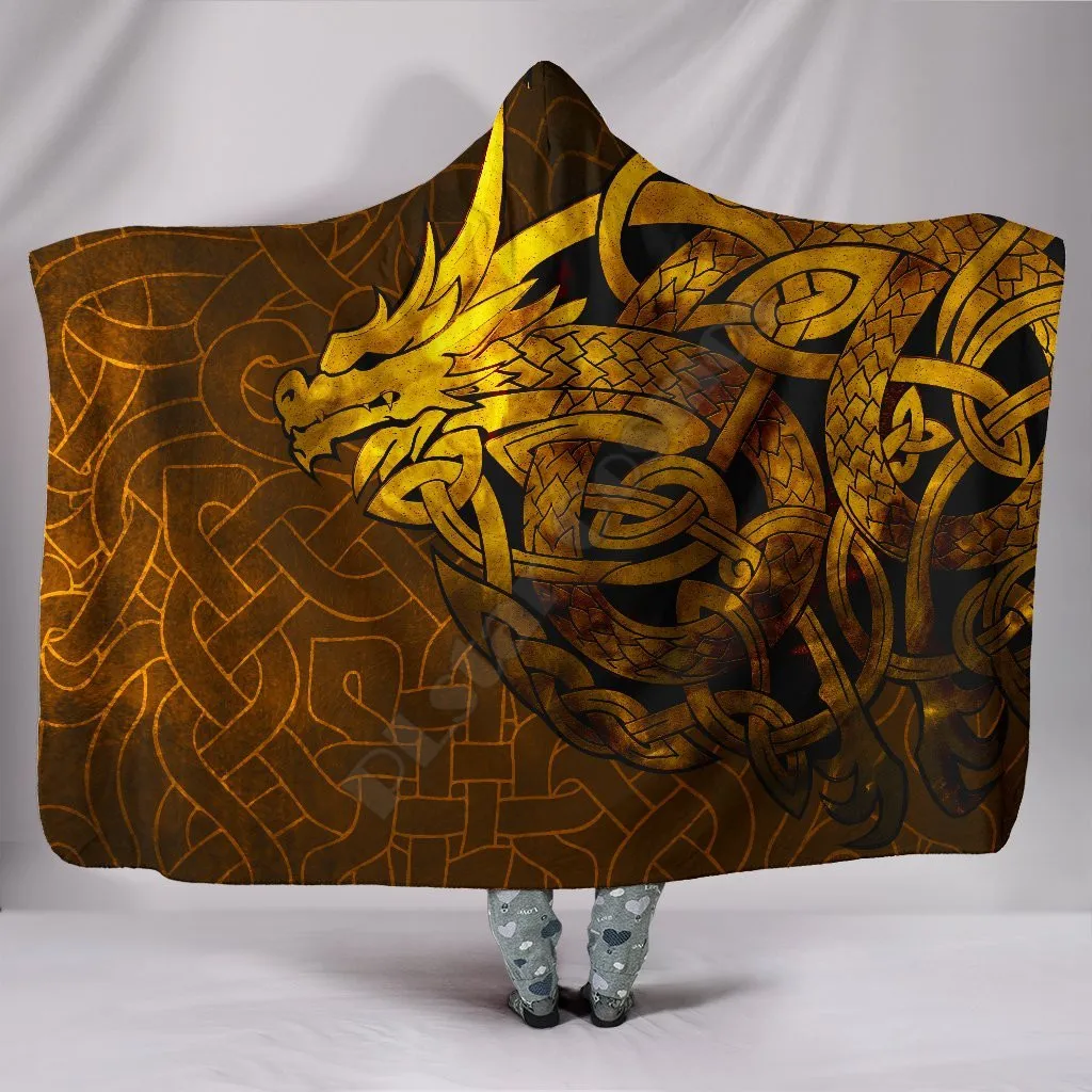 

Viking Hooded Blanket Celtic Dragon Tattoo Hooded Blanket Printed Wearable Blanket Adults For Kids Hooded Blanket Fleece blanket