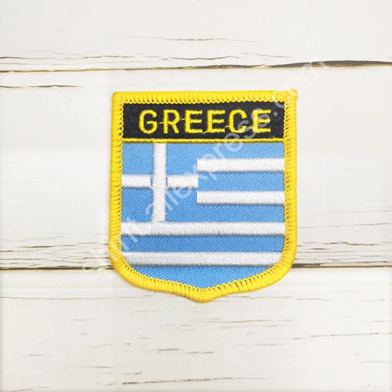 Greece National Flag Embroidery Patches Badge Shield And Square Shape Pin One Set On The Cloth Armband Backpack Decoration
