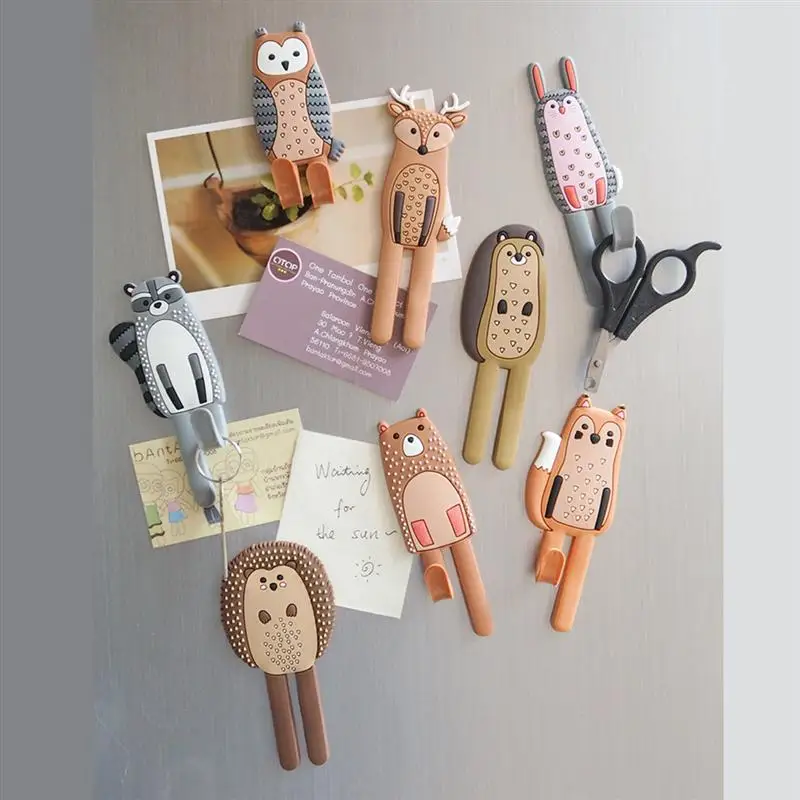 Cute Magnetic Hooks Removable Fridge Sticker Refrigerator Message Magnet Coat Hanger Key Holder Storage Hook (Hedgehog)