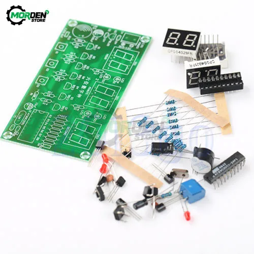 C51 Electronic Clock DIY Kit 12V LED Digital Horologe Suite Timer Module with Button Switch for Alarm Countdown Clock Stopwatch