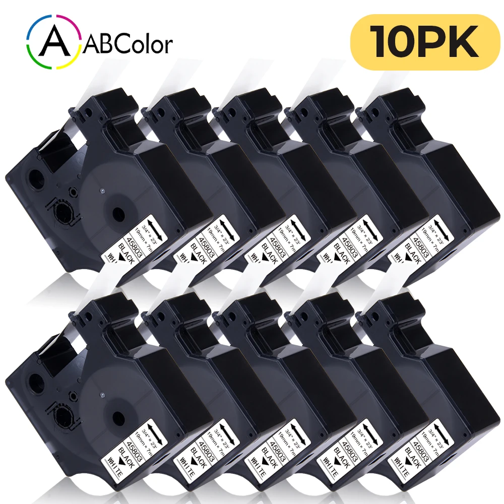 

10PK 45803 Labels For Dymo D1 Label Tape 45803 Label Cartridge 45803 19mm For Dymo LabelManager Rhino 5200 4200 Label Maker