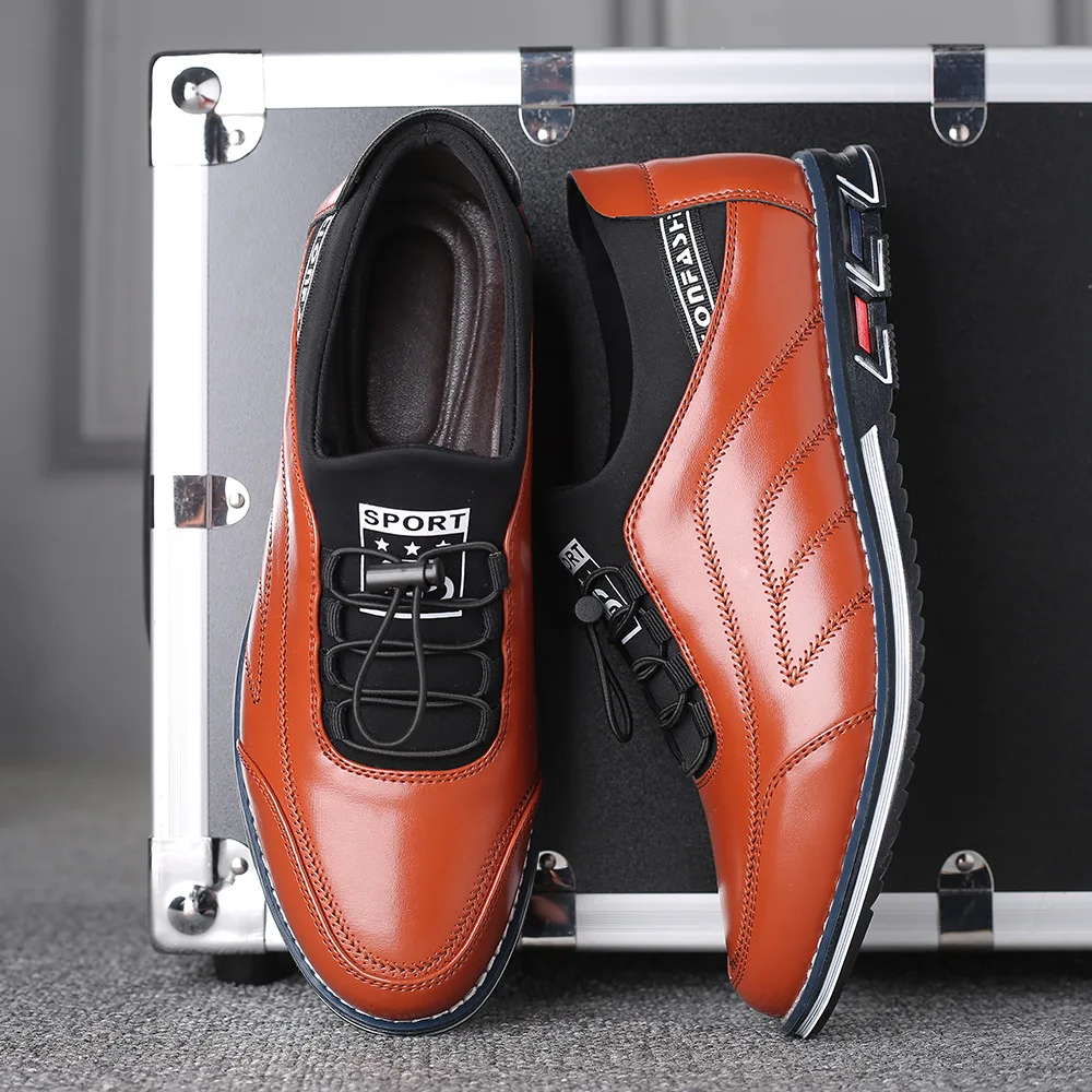 Men Dress Shoe Cowhide Leather Shoes Men's Comfortable Low-top British Casual Shoe Platform Shoes Man Formal Shoes