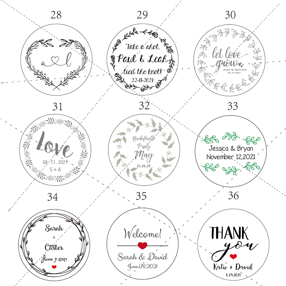 Y2-200pcs 35mm diameter round Custom wedding labels, Personalised thank you tags Custom monogram wedding envelope initial seals