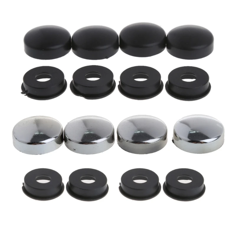 8 Pcs ABS Chrome License Plate Frame Screw Nut Caps+Bolt Cover Set For Car Truck