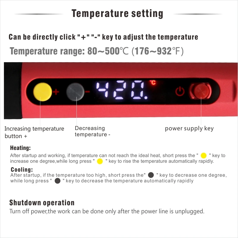 CXG 60W 90W 110W Digital LCD Adjustable NC thermostat Electric soldering iron handle Welding repair +10 pcs 900M tips