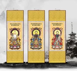 (customized) The portrait of the founder of Sanqing, Lord Lao Zi and yuanshi celestial being, Silk decorative painting