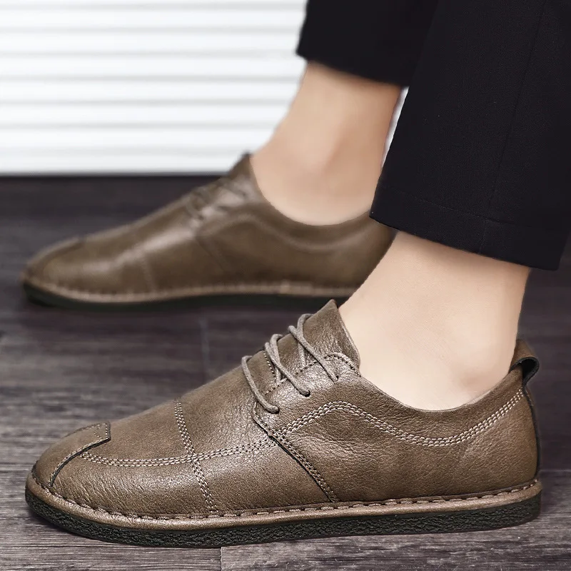 

Pop Nice Men Shoes Brand Male Casual Footwear PU Leather Shoes Flat Comfortable Plus Size 45 A2526