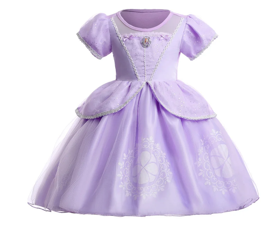 Robe de princesse à manches bouffantes pour filles, tenue fantaisie à paillettes pour fête d'anniversaire, vêtements Cosplay