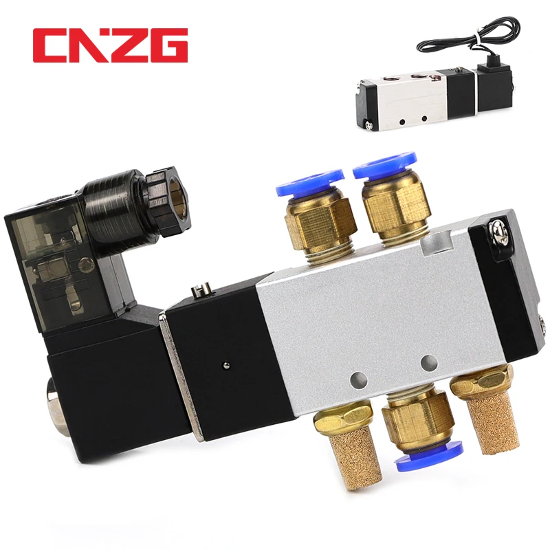 4V110-06 1/8 Bsp Air Solenoid Valve 5 Way Port 2 Position Gas Pneumatic Electric Magnetic Valves DC12V 24V 110 V220V Coil Volt